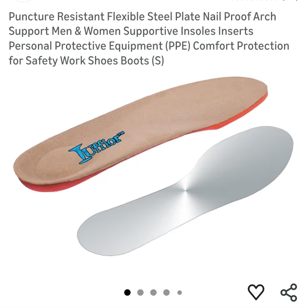 Tuffior Durable Steel Plate Insoles with Arch Support